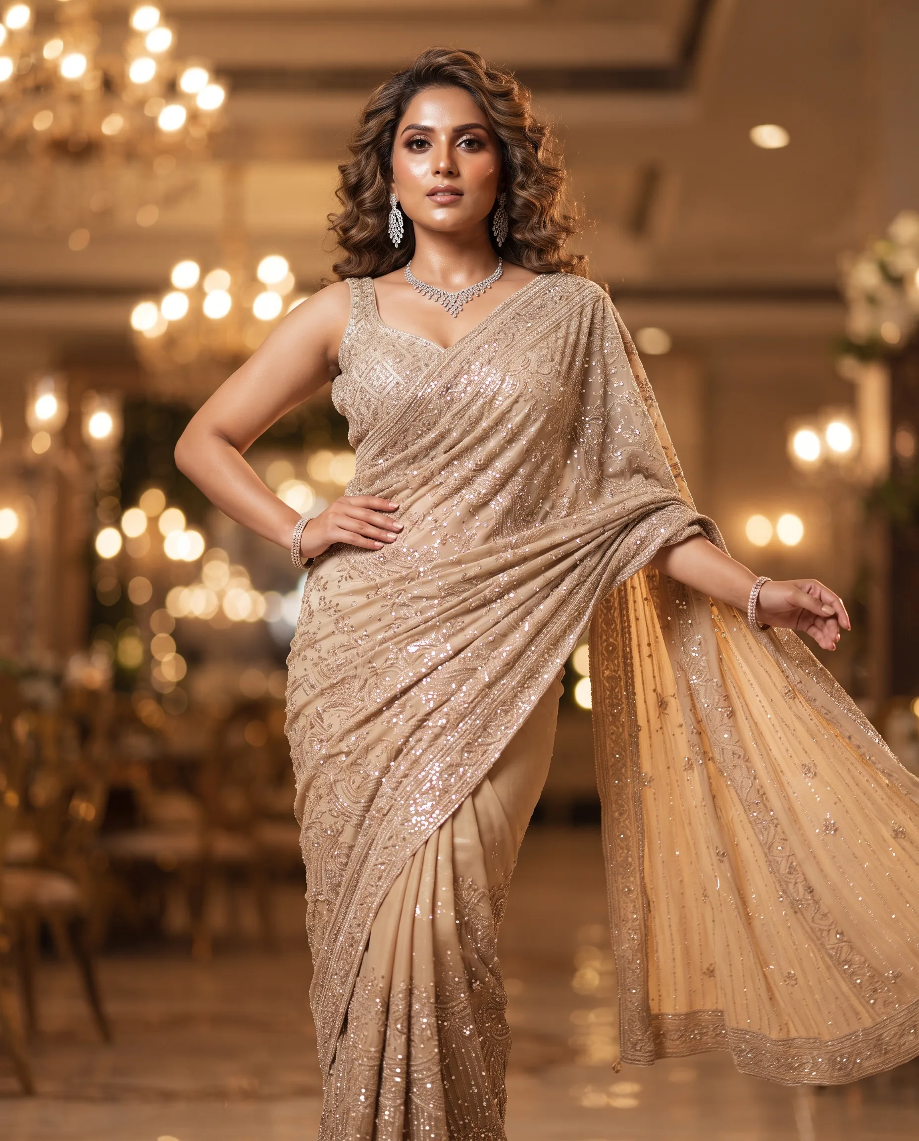 Bridal Reception Saree Glamour Shoot — our own render of this exact prompt