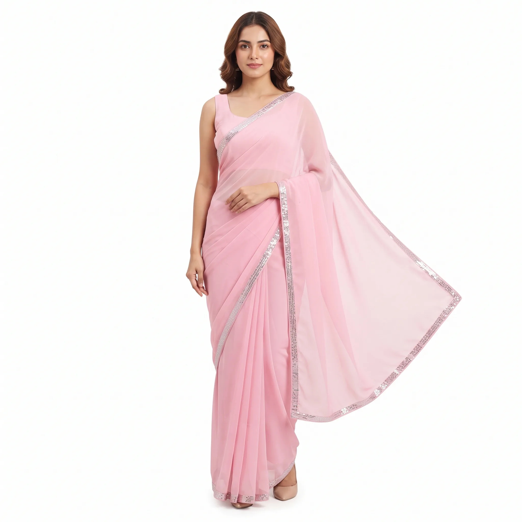 White Background Ecommerce Saree Product Photography — our own render of this exact prompt