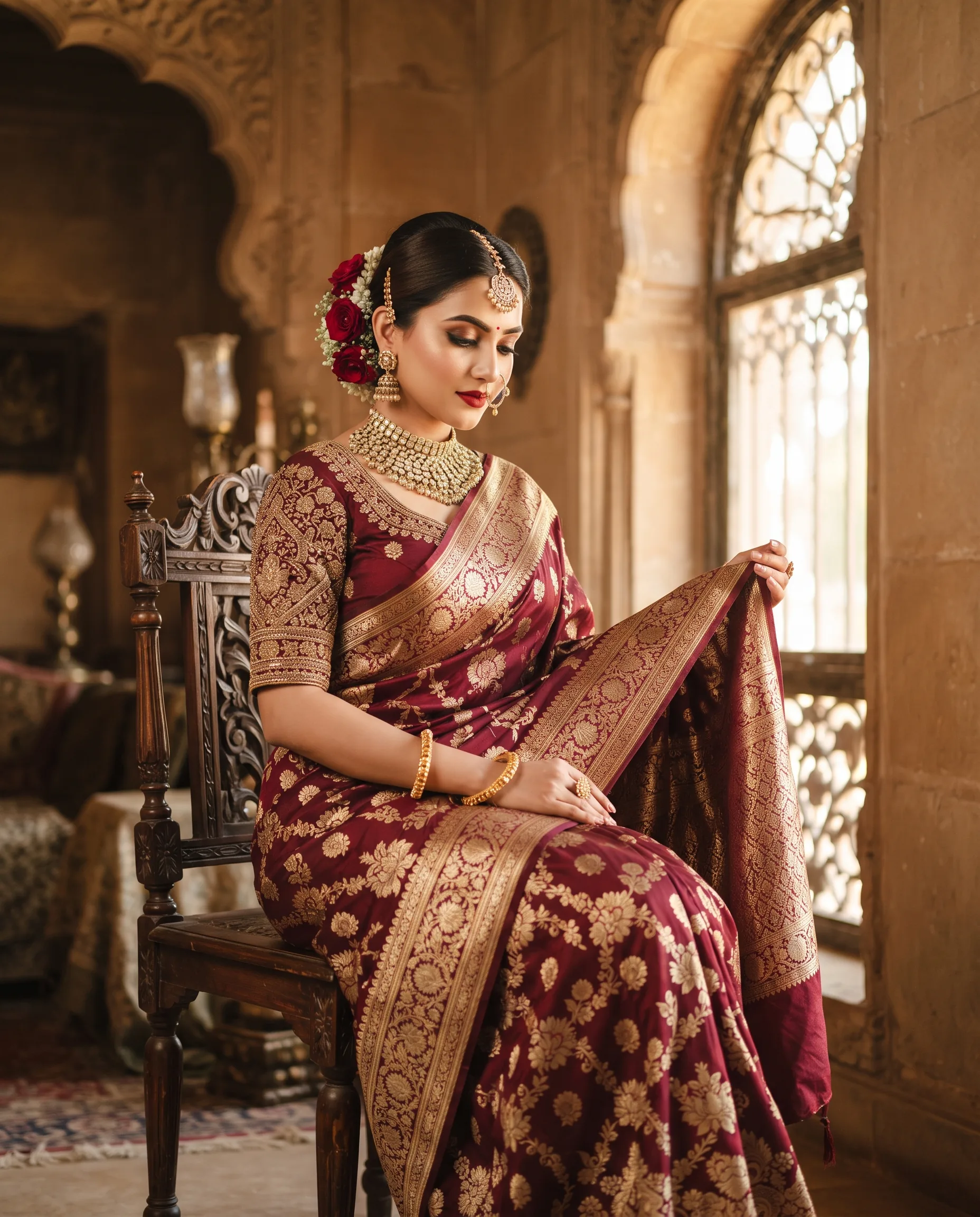 Bridal Saree Editorial Photoshoot — our own render of this exact prompt