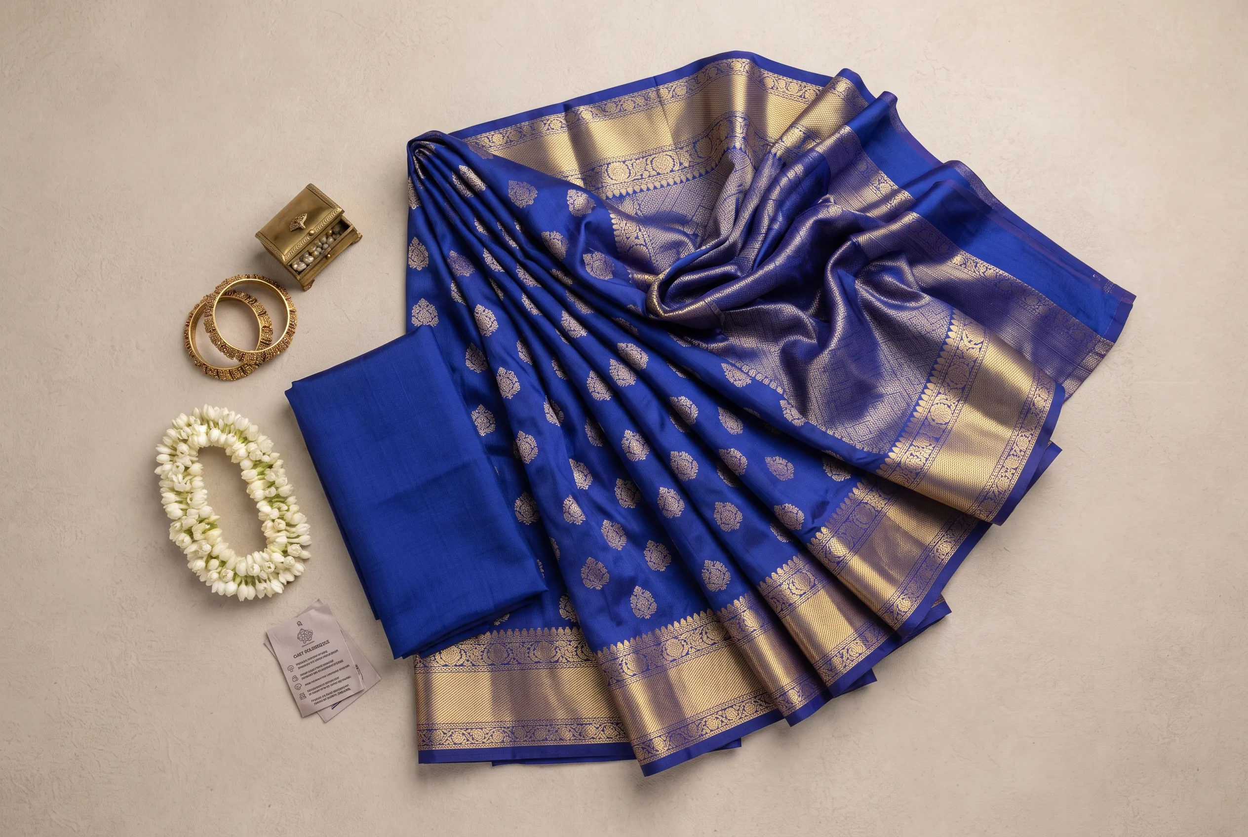 Saree Flat Lay Product Photography — our own render of this exact prompt