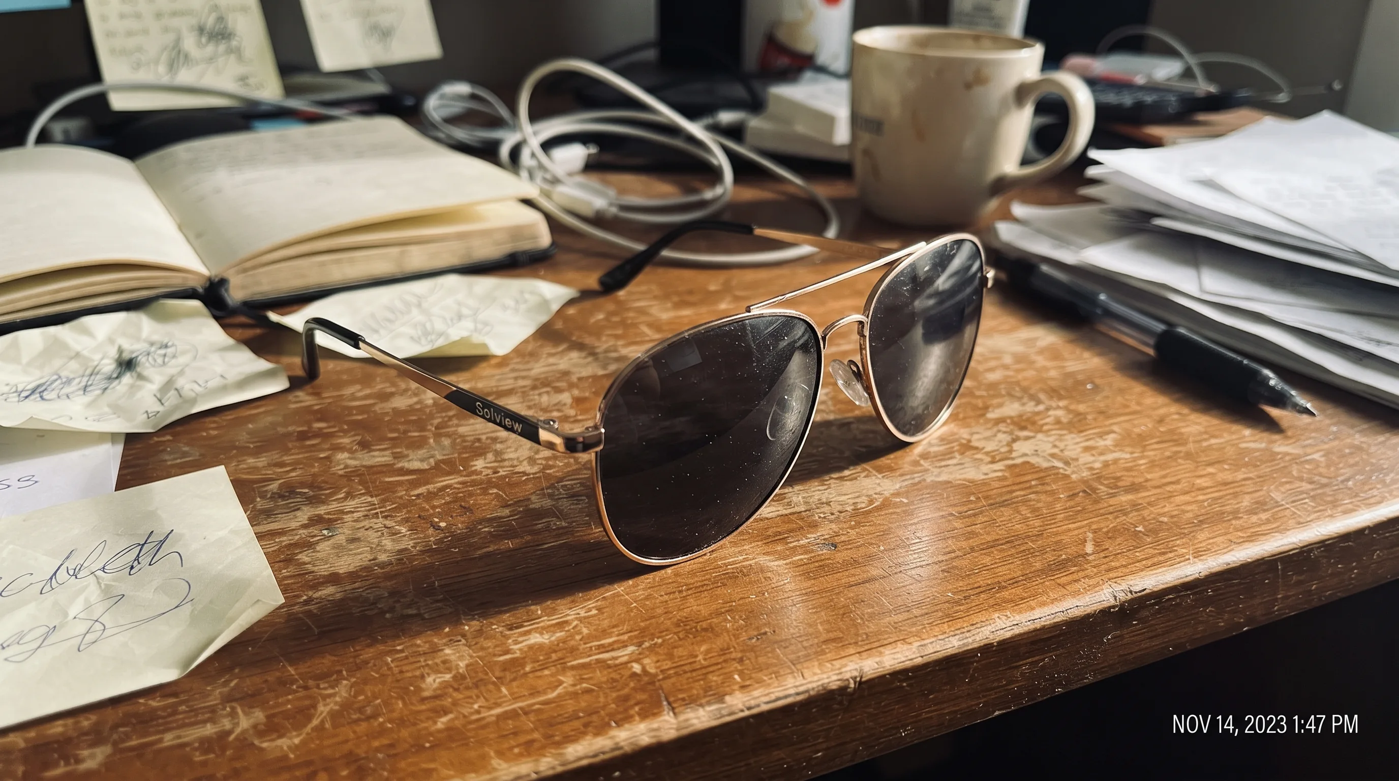Plain sunglasses photo before AI treatment