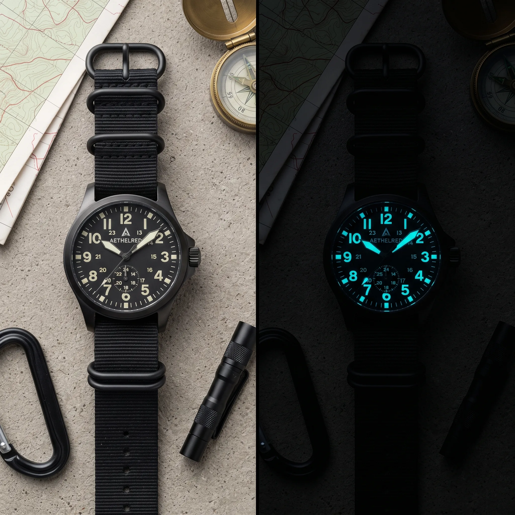 Military Field Watch Tactical Product Photography — our own render of this exact prompt