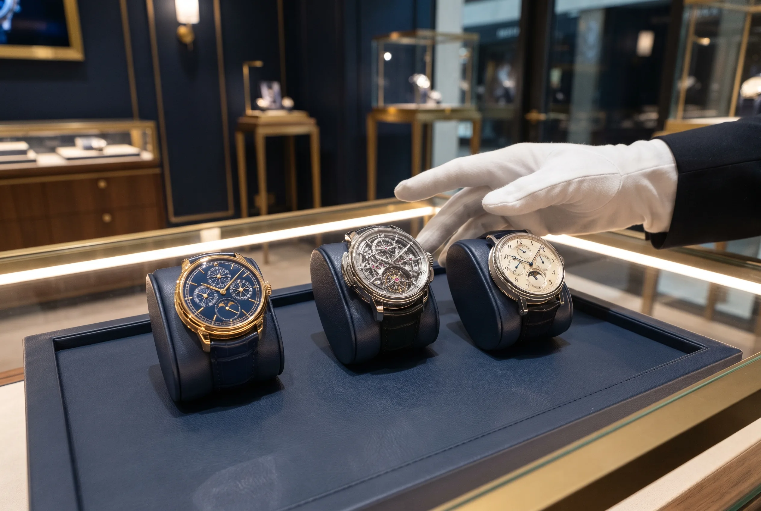 Luxury Swiss Watch Retail Display Photography — our own render of this exact prompt