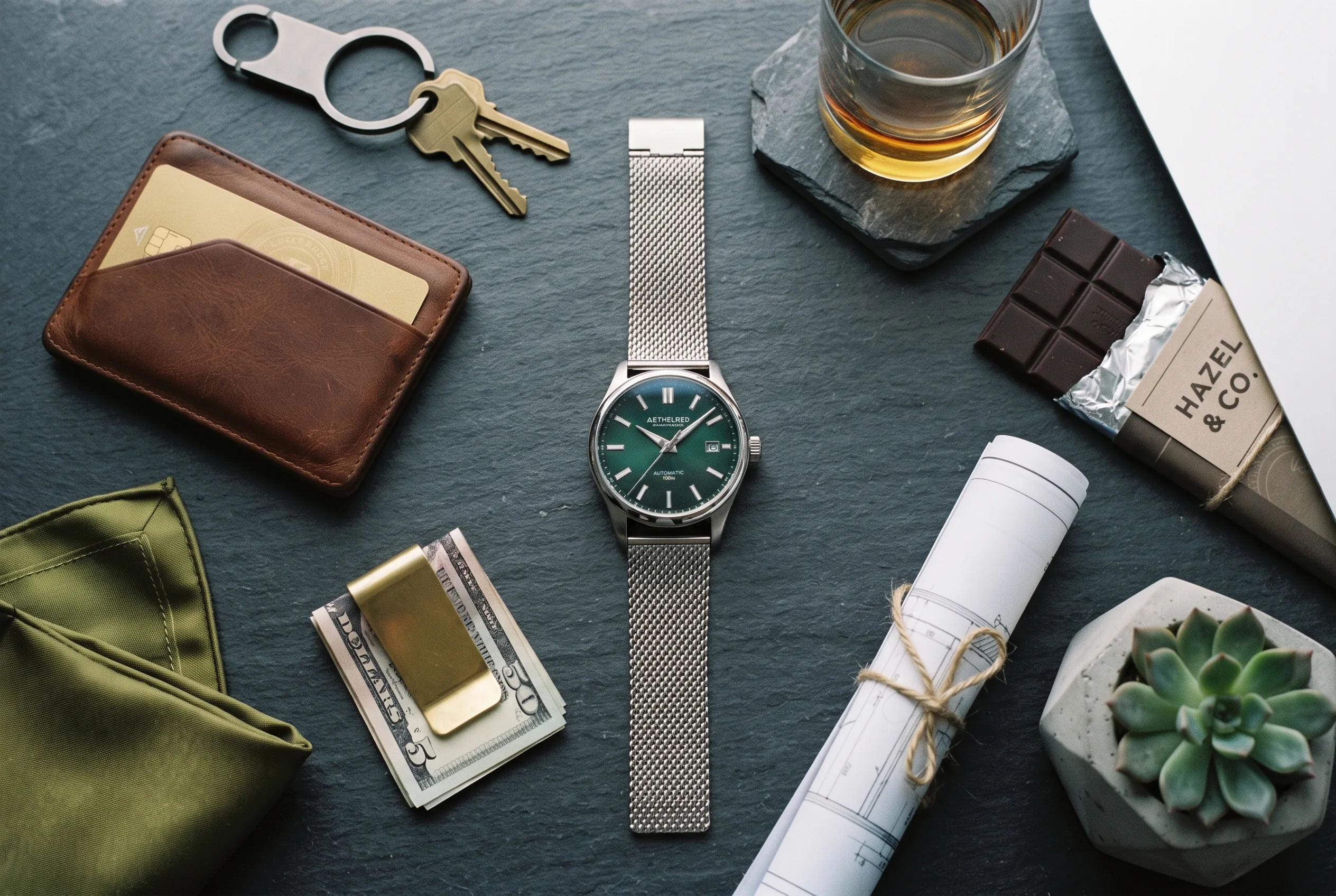 Automatic Watch Flat Lay Styling Campaign — our own render of this exact prompt